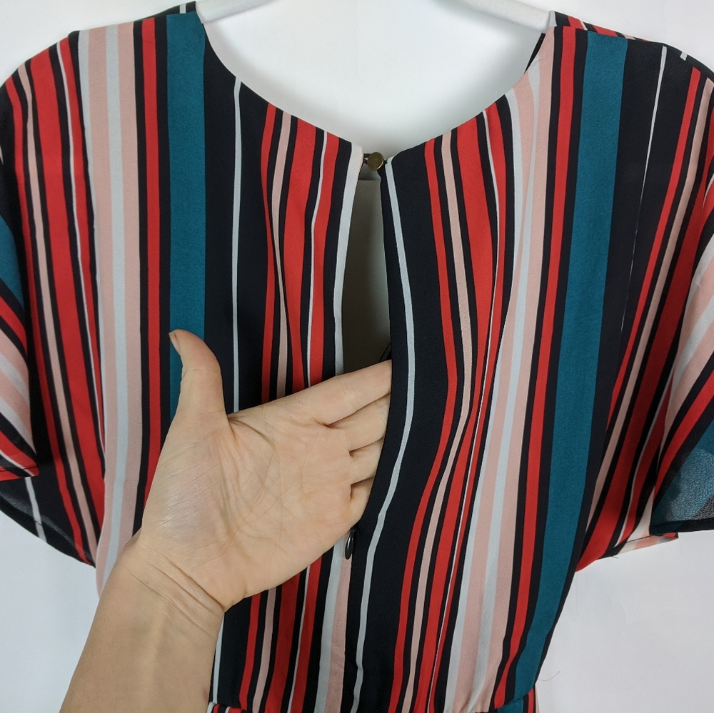 Leith Striped Tie Waist Wide Leg Cropped Jumpsuit - Picture 12 of 13